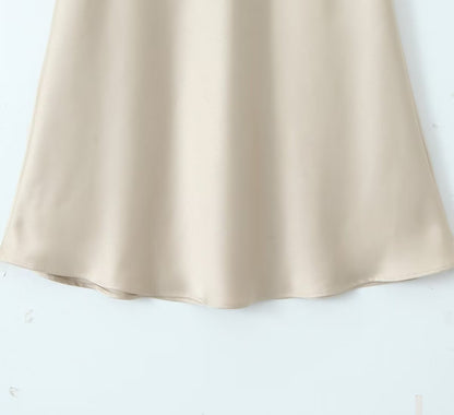 Glossy Casual Slim Satan Skirt