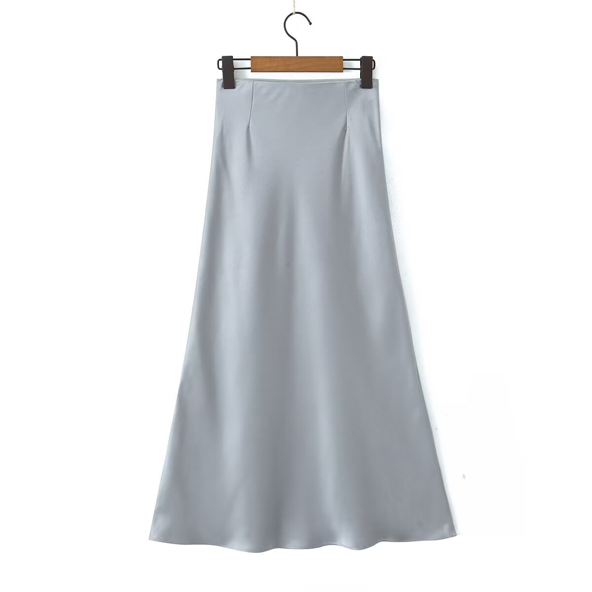 Glossy Casual Slim Satan Skirt