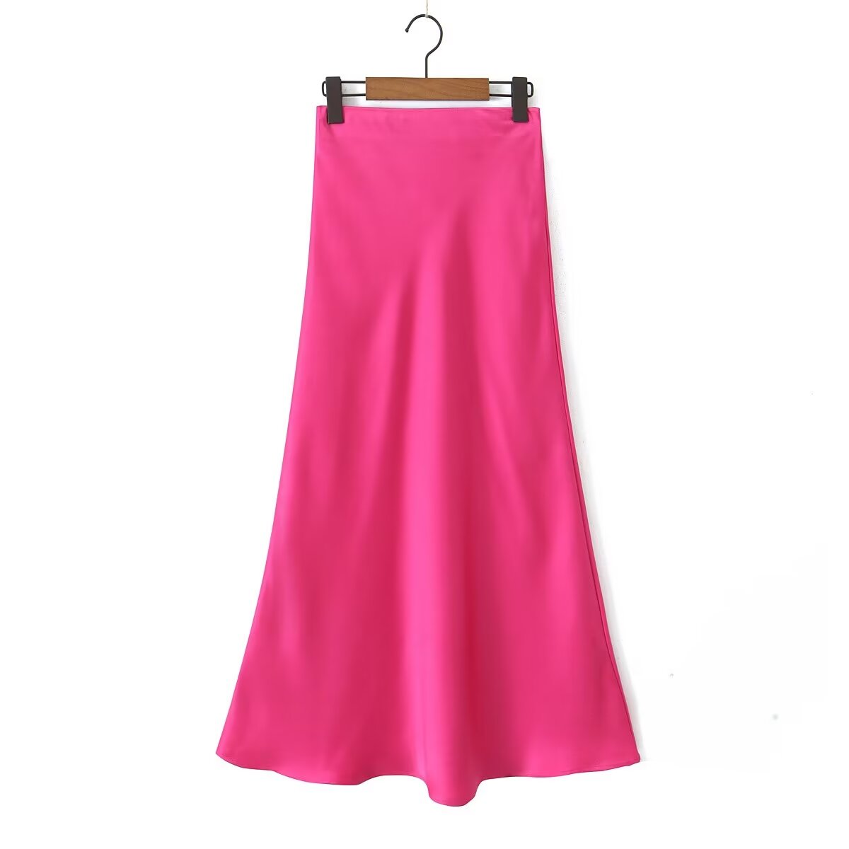 Glossy Casual Slim Satan Skirt