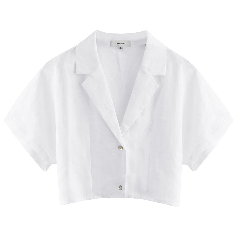 French Cotton Linen Cropped Shirt