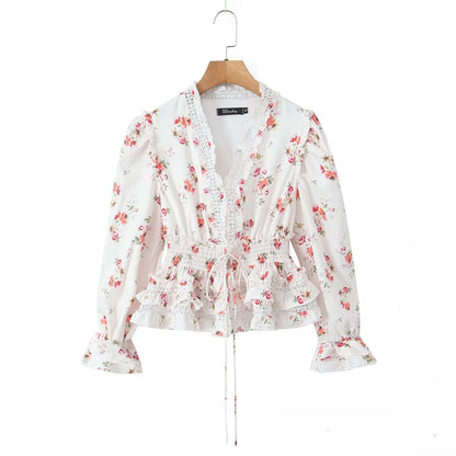 Romantic Smocking Floral Blouse