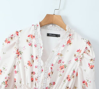 Romantic Smocking Floral Blouse