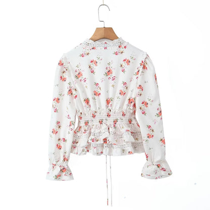 Romantic Smocking Floral Blouse