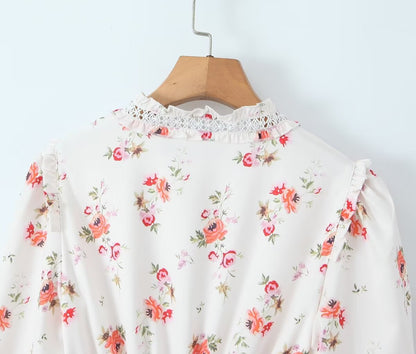 Romantic Smocking Floral Blouse