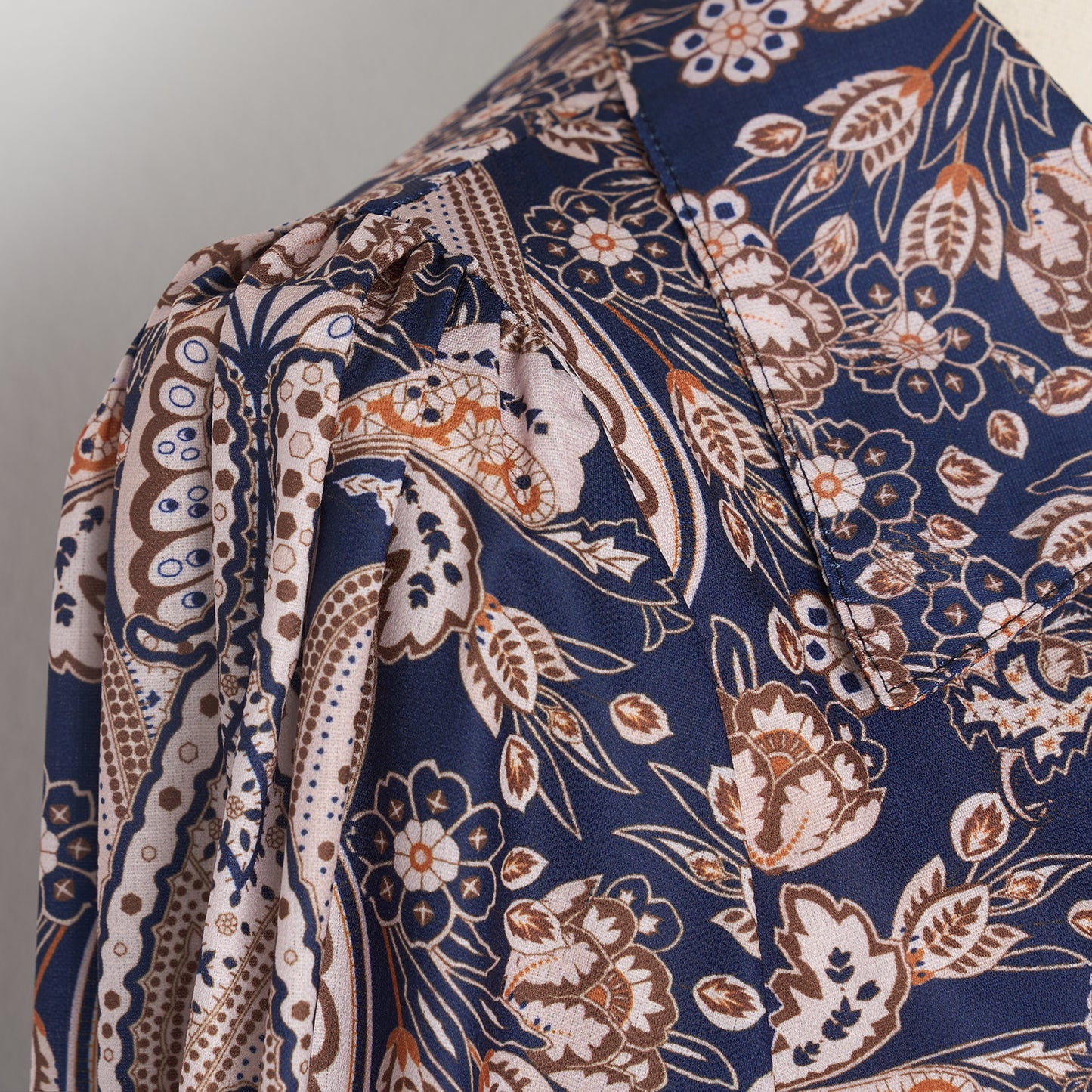 Paisley Lace Up Navy Dress