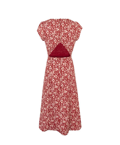 Red Floral Split Dress