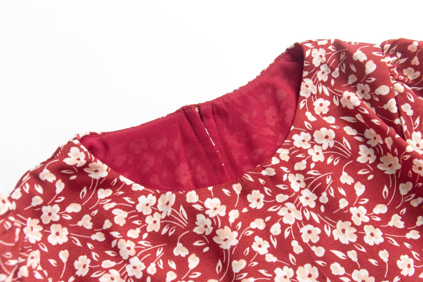 Red Floral Split Dress