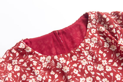 Red Floral Split Dress