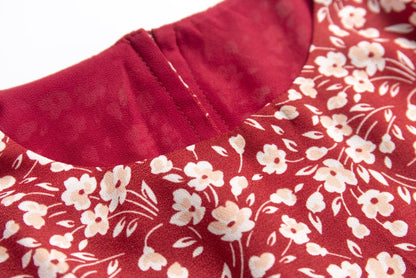 Red Floral Split Dress