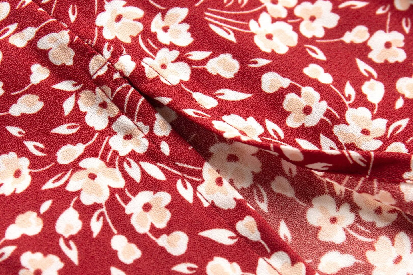 Red Floral Split Dress