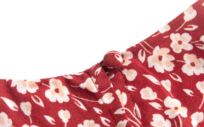 Red Floral Split Dress