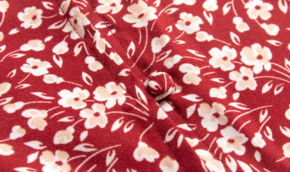 Red Floral Split Dress