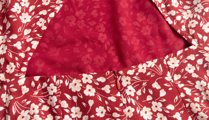 Red Floral Split Dress