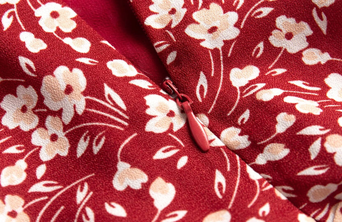Red Floral Split Dress