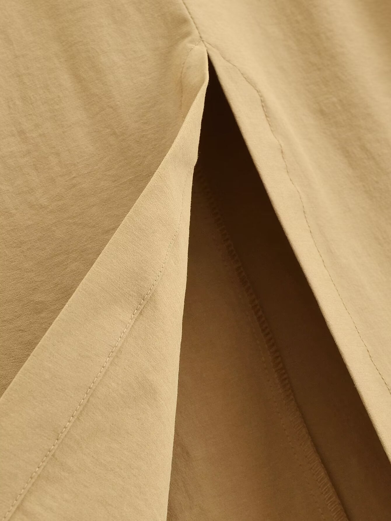 Khaki Buckle Midi Skirt
