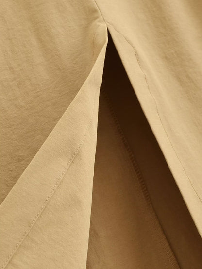 Khaki Buckle Midi Skirt