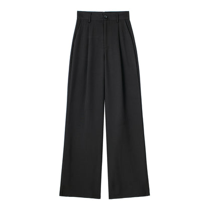 Loose Front Pleated High Waisted Trousers