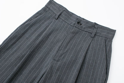 Loose Front Pleated High Waisted Trousers