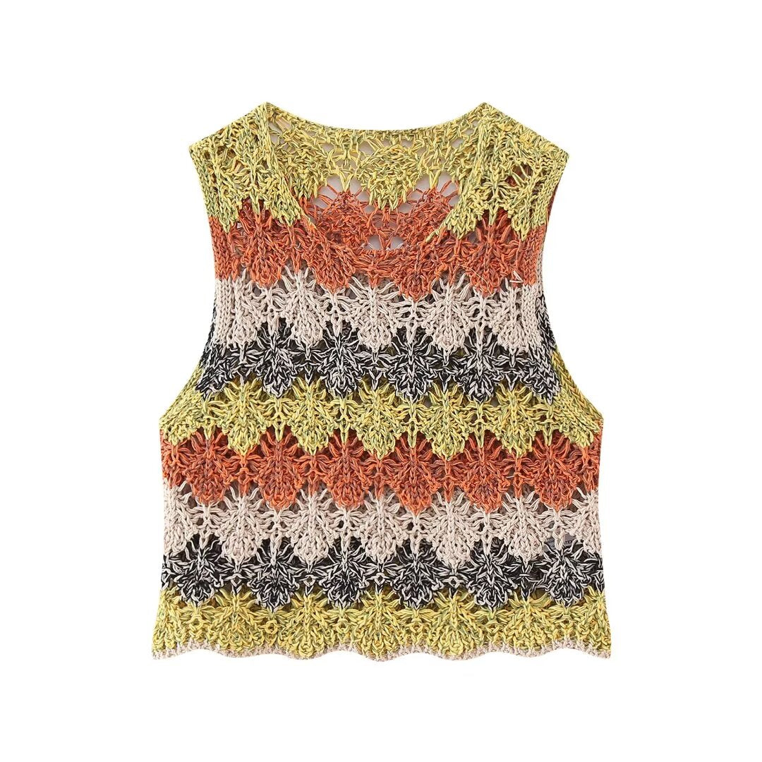 Woven Striped Knitwear Top