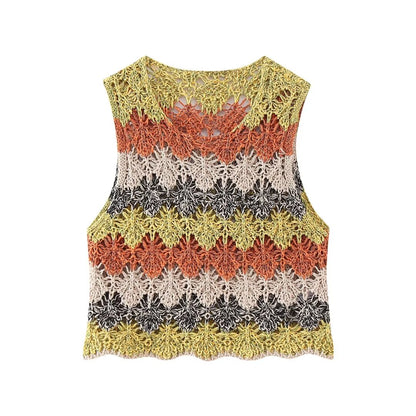 Woven Striped Knitwear Top