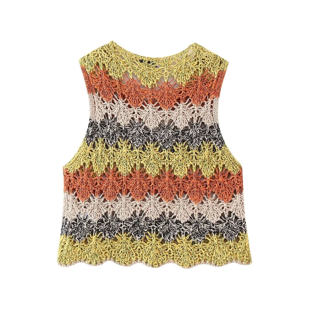 Woven Striped Knitwear Top