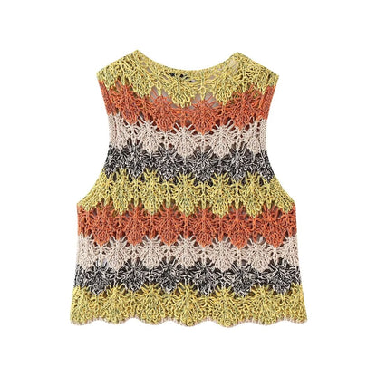 Woven Striped Knitwear Top