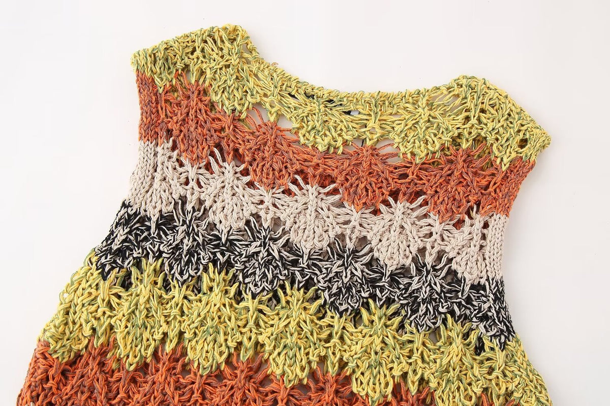 Woven Striped Knitwear Top
