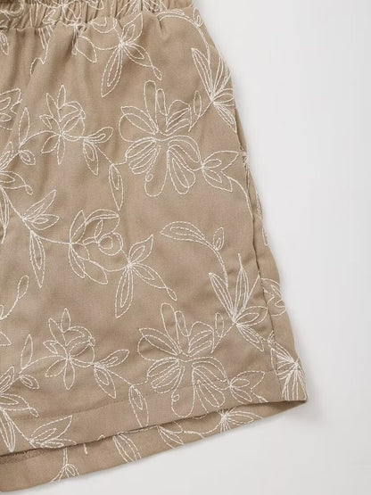 Embroidered Casual Khaki Shorts