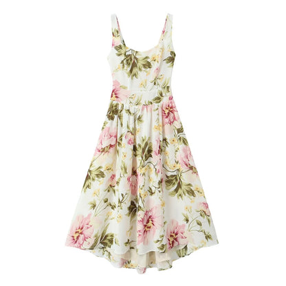 French Vintage Print Midi Dress