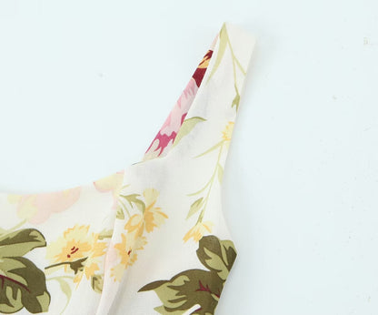 French Vintage Print Midi Dress