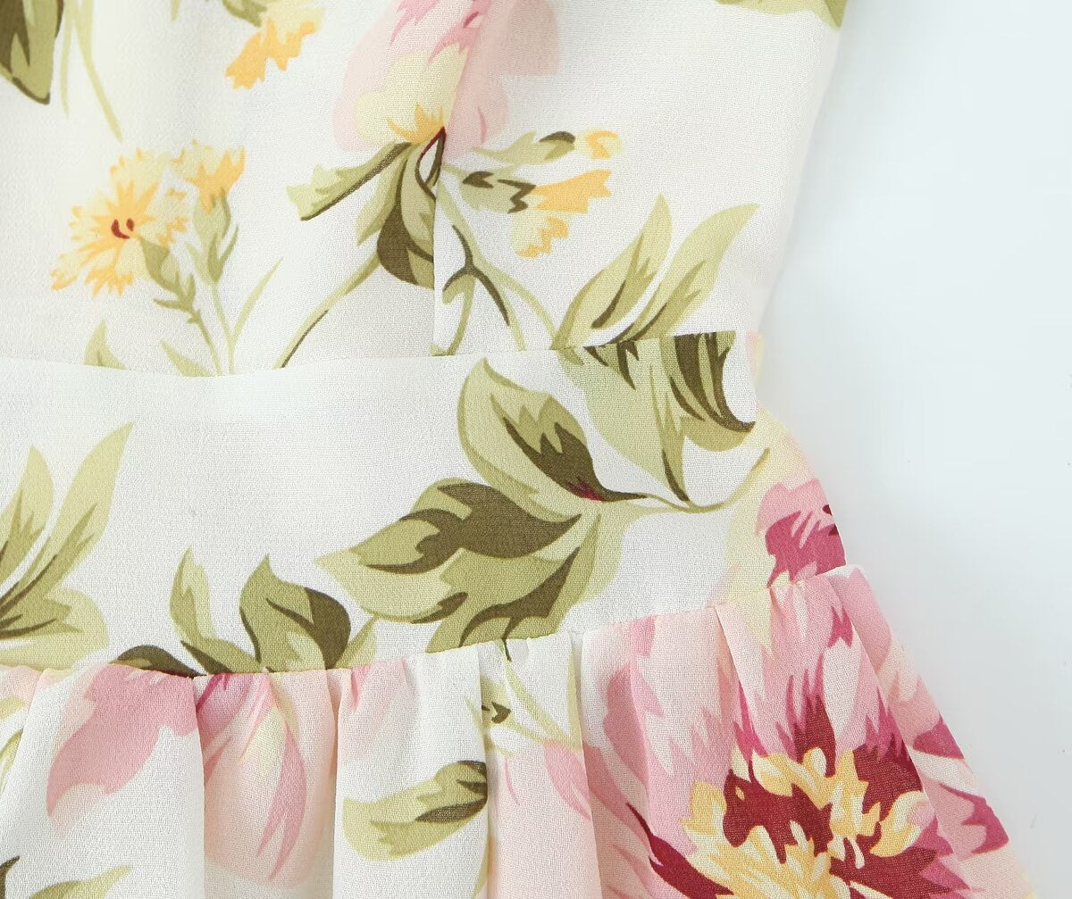 French Vintage Print Midi Dress