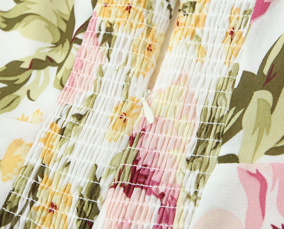 French Vintage Print Midi Dress