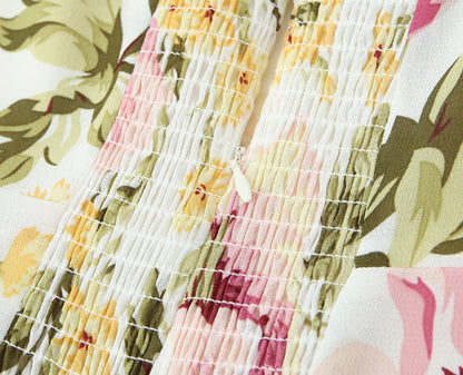 French Vintage Print Midi Dress