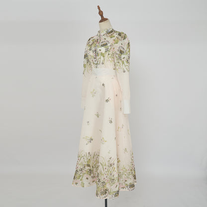 Colorful Floral Slip Skirt & Blouse Set