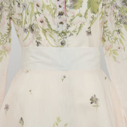 Colorful Floral Slip Skirt & Blouse Set