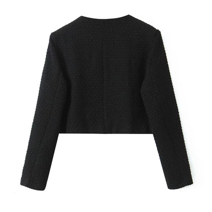 Tweed Single Breasted Short Coatigan
