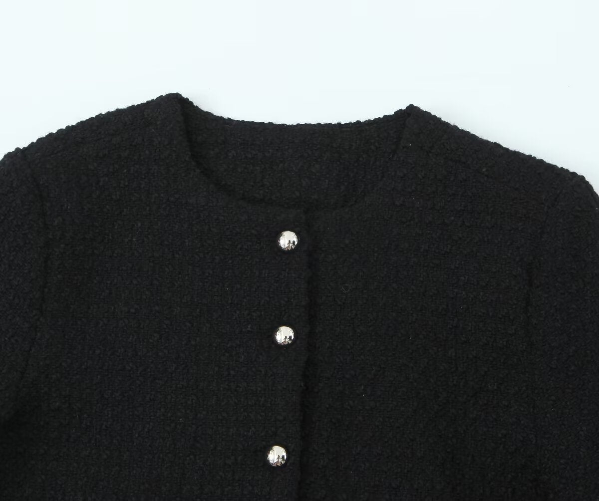 Tweed Single Breasted Short Coatigan