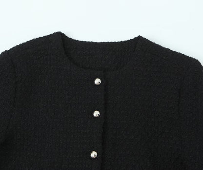 Tweed Single Breasted Short Coatigan