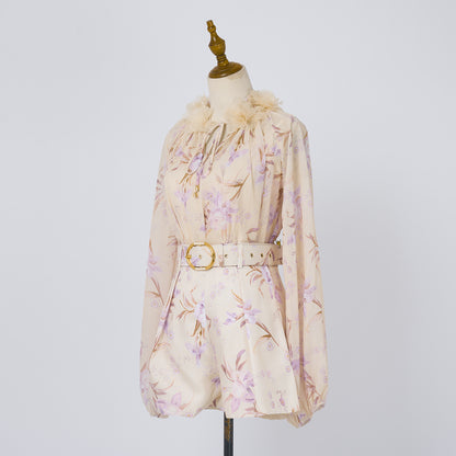 Spring Floral Top High Waisted Shorts Set