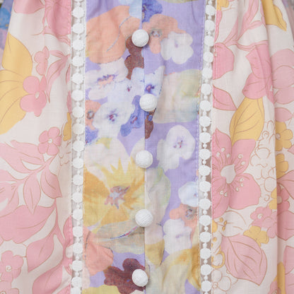 Vacation Style V-neck Lantern Sleeve Vintage Dress