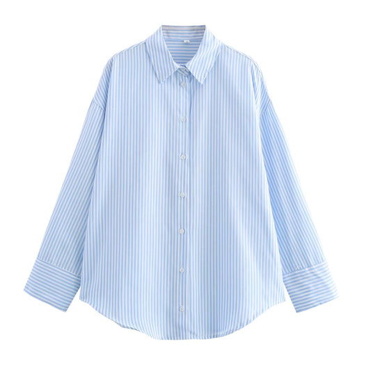 Simple Blue Striped Button-down Shirt