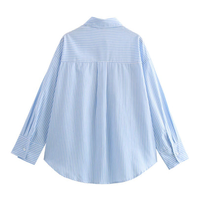 Simple Blue Striped Button-down Shirt