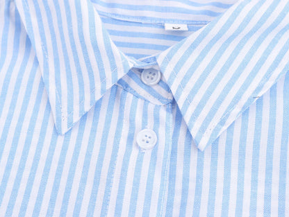 Simple Blue Striped Button-down Shirt