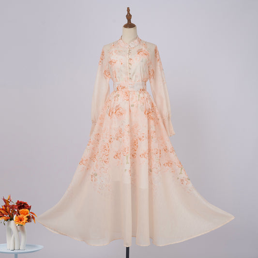Blouse & High Waist Midi Skirt Set
