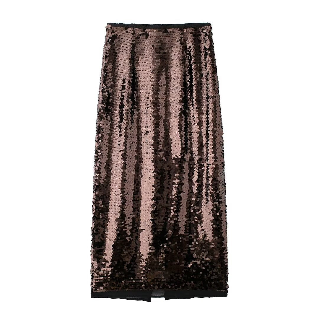 Brown Sequence Skirt
