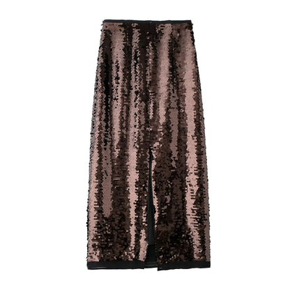 Brown Sequence Skirt
