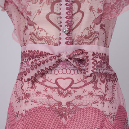 Sleeveless Stand-Up Collar & Ruffled Skirt Set