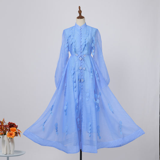 Long Sleeve Button Single Breasted Maxi Dress