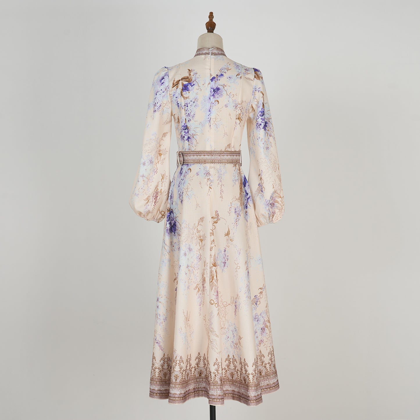Printed Long Sleeve Elegant Dress