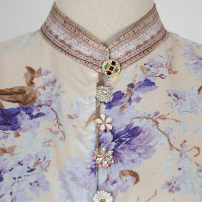 Printed Long Sleeve Elegant Dress